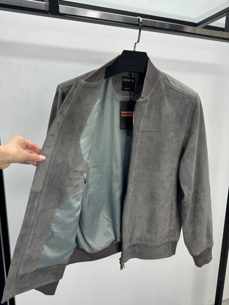 Мужской бомбер Zegna мужской замша графитовый 193624-2
