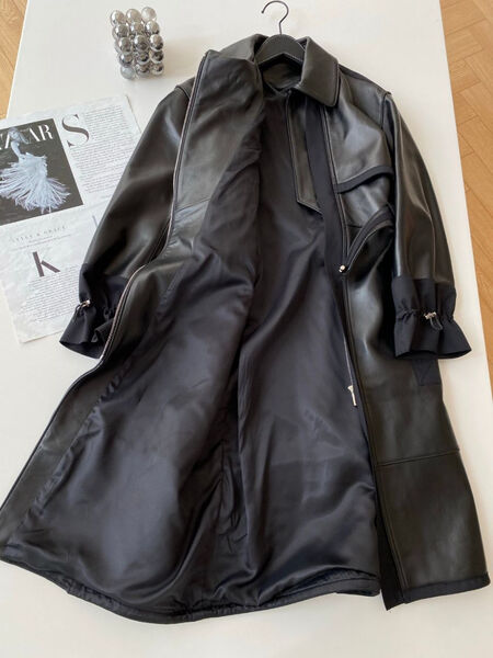 Плащ Hermès женский кожа черный 174231-3