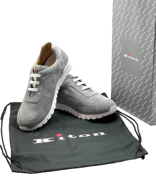 Мужские кроссовки Kiton мужской замша графитовый 120909-3