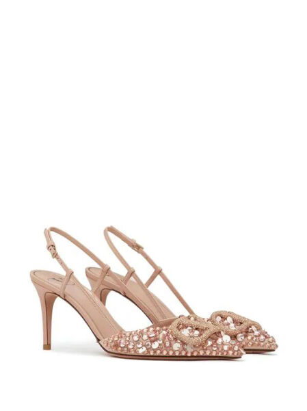 Туфли Valentino женский пайетки бежевый 135829-2
