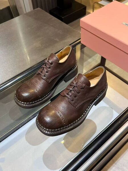 Женские дерби Miu Miu женский кожа коричневый h2150273-1-2