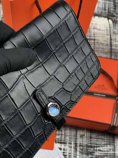 Купюрница Hermès мужской кожа черный 37321-4