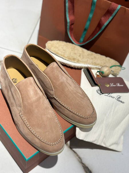 Лоферы Loro Piana женский замша бежевый 159293-2