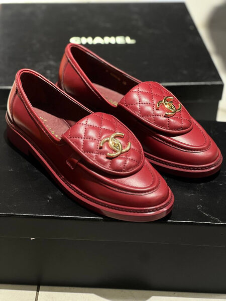 Лоферы Chanel женский кожа бордовый 161844-4