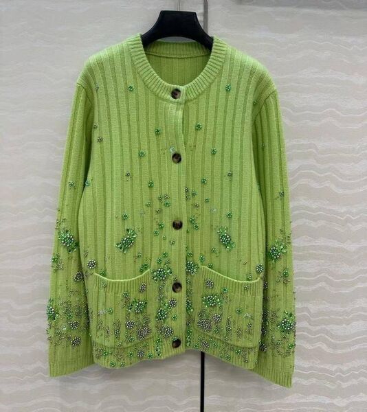 Кардиган Gucci женский вязаная ткань болотный 197455