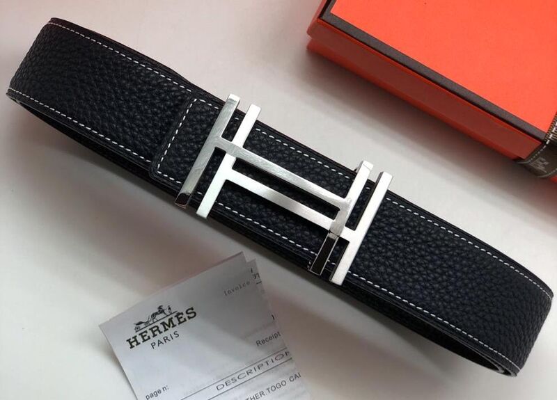 Мужской ремень Hermès мужской кожа черный 52486