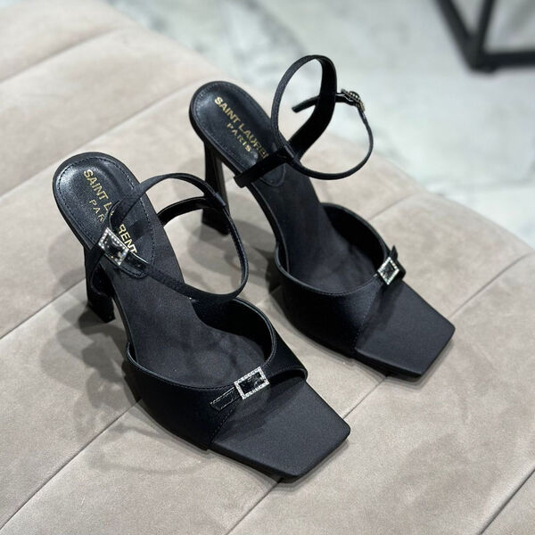 Босоножки Saint Laurent женский сатин черный 115107-3