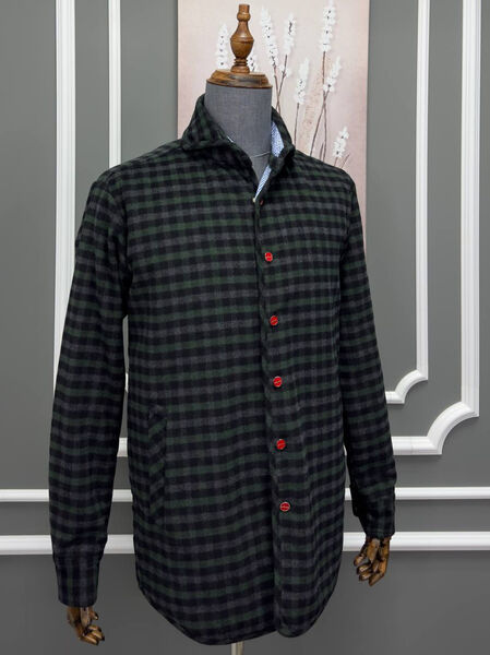 Мужская рубашка утепленная Kiton мужской болотный 177910-10