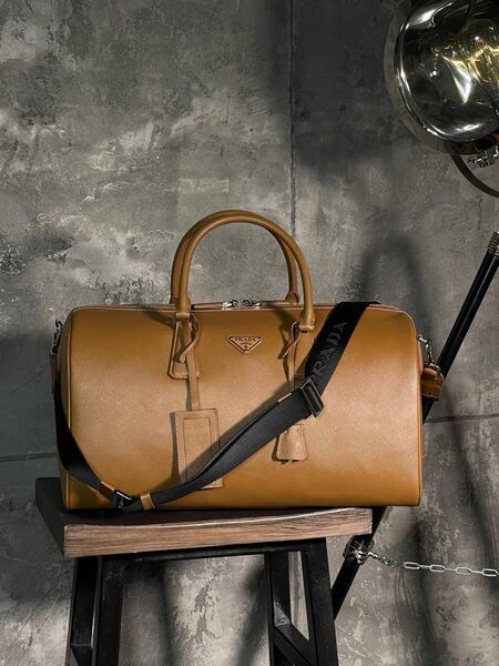 Дорожная сумка Prada мужской кожа горчичный 19283-2