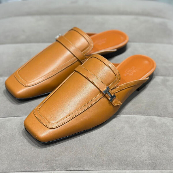 Мюли Hermès женский кожа бежевый 117057-3