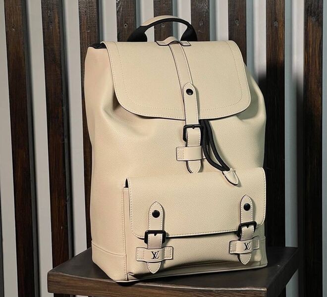 Мужской рюкзак Louis Vuitton мужской кожа бежевый 121196