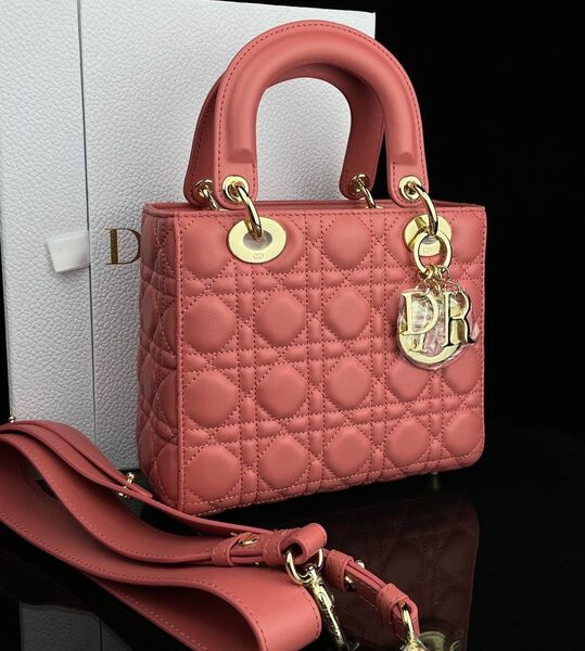 Сумка Christian Dior Lady женский кожа оранжевый 120330