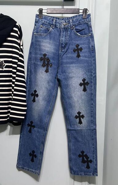 Джинсы Chrome Hearts женский джинса синий 127484