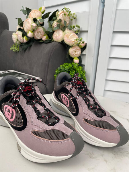 Кроссовки Gucci женский замша черный 138962-5