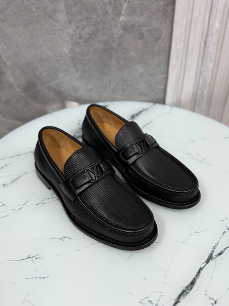 Мужские лоферы Louis Vuitton мужской кожа черный 185760-2