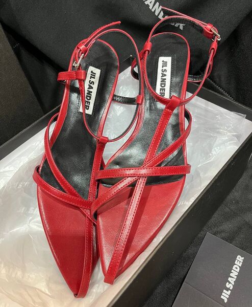 Босоножки Jil Sander женский кожа винный 155078