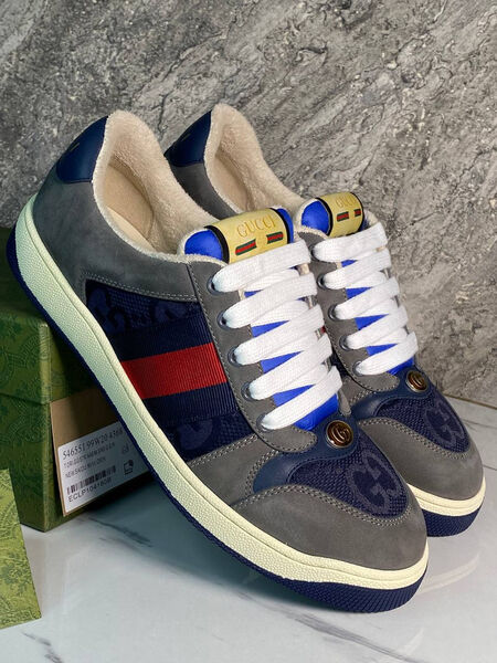 Мужские кроссовки Gucci мужской текстиль графитовый 162462-2