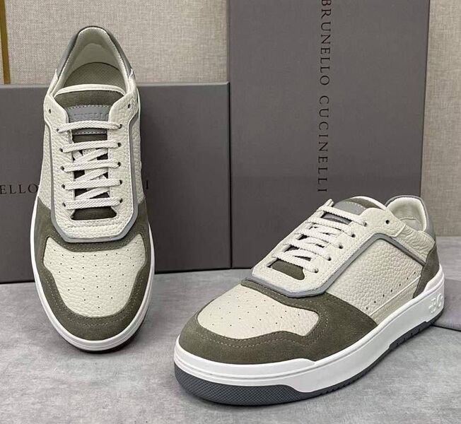 Мужские кеды Brunello Cucinelli мужской кожа болотный 114479