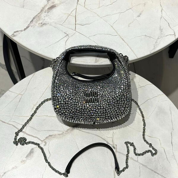 Сумка Miu Miu Wander женский стразы графитовый 141484-2