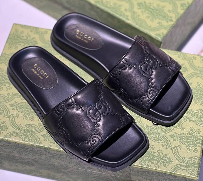 Шлепки Gucci женский кожа черный 113802