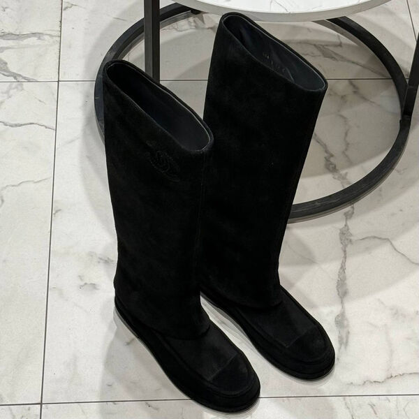 Сапоги Chanel женский замша черный 172840-3