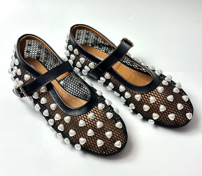 Балетки Alaïa женский сетка черный 154086