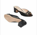Шлепки Gucci женский кожа черный 181536-2