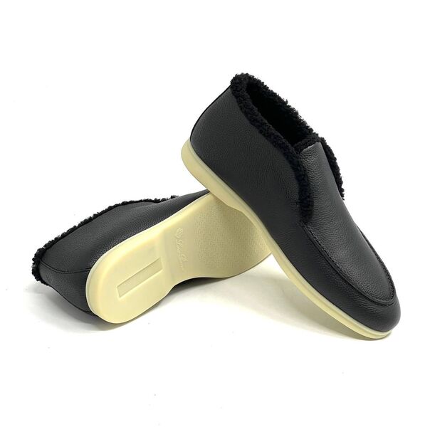 Мужские лоферы Loro Piana мужской кожа черный 169403-3