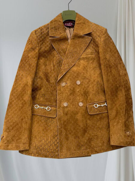 Пиджак Gucci женский замша бежевый 196920-3
