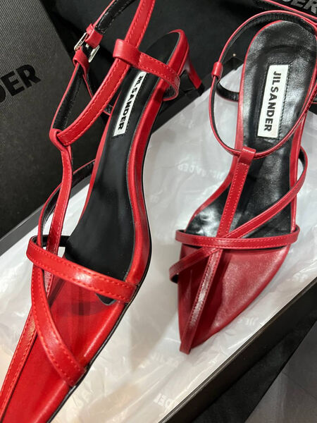 Босоножки Jil Sander женский кожа бордовый 155078-4