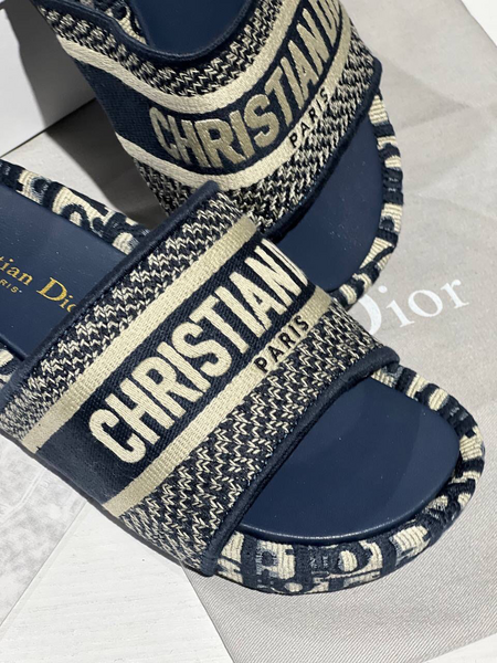 Шлепки Christian Dior женский текстиль синий 88380-3