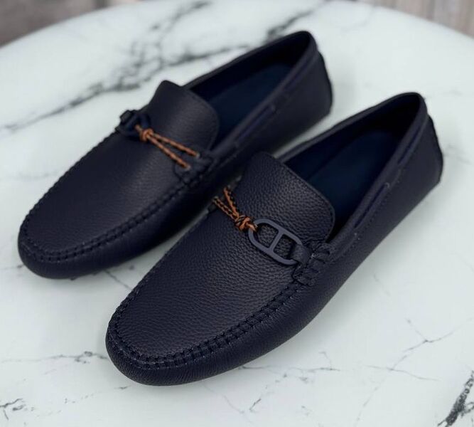 Мужские мокасины Hermès мужской кожа синий 185725