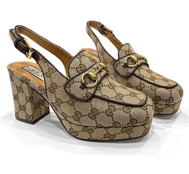 Туфли Gucci женский текстиль бежевый 148257