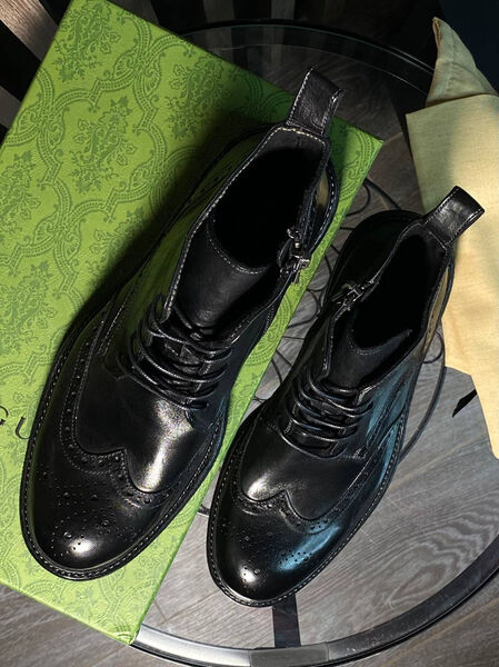 Мужские ботинки Gucci мужской кожа черный 131306-6
