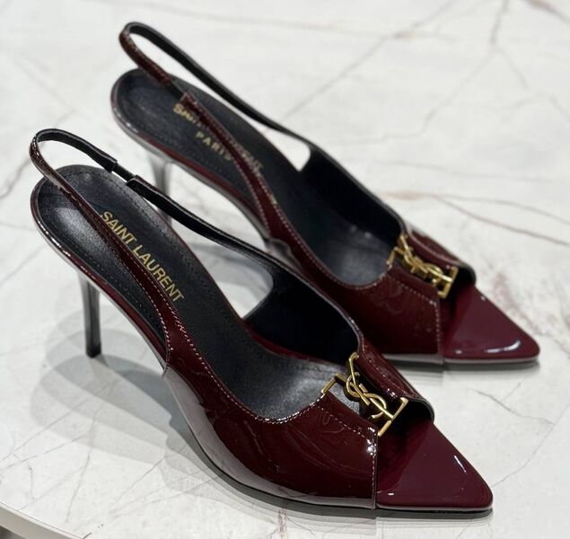 Босоножки Saint Laurent женский кожа бордовый 173994