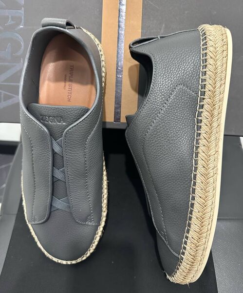 Мужские кеды Zegna мужской кожа графитовый 191403