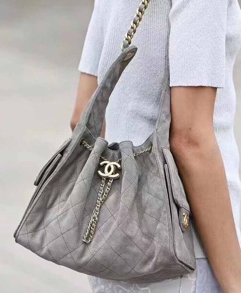 Сумка Chanel Hobo женский замша графитовый 171129