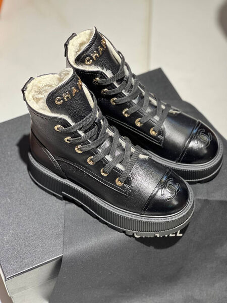 Ботинки Chanel женский кожа черный 130445-3