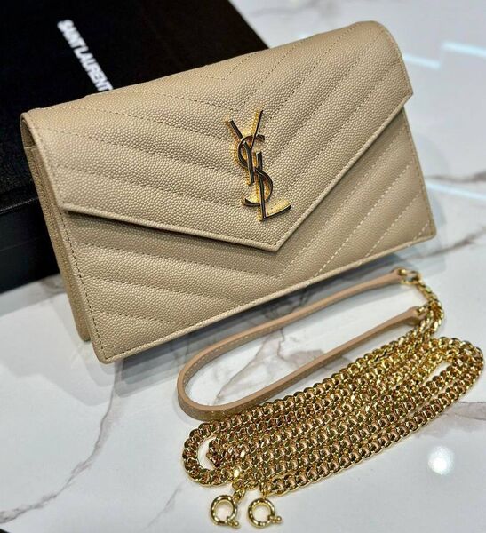 Сумка Saint Laurent женский кожа бежевый 157587