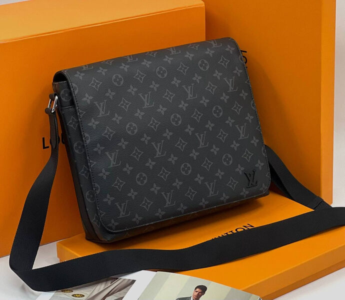 Мужская сумка мессенджер Louis Vuitton мужской кожа черный 200794-4