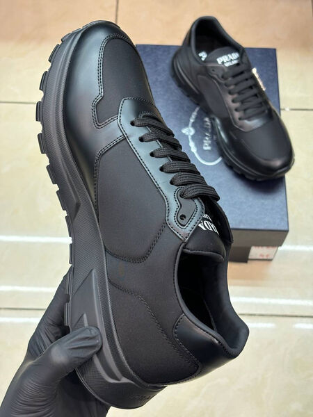 Мужские кроссовки Prada мужской кожа черный 169514-3