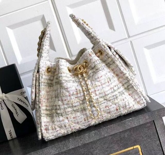 Сумка Chanel женский текстиль белый 197094