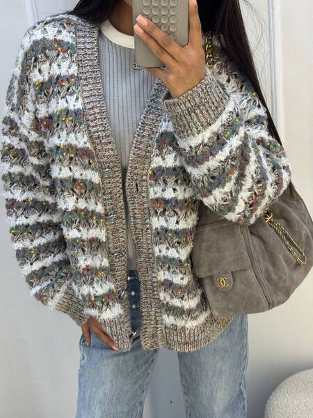 Кардиган Chanel женский вязаная ткань графитовый 200295-2