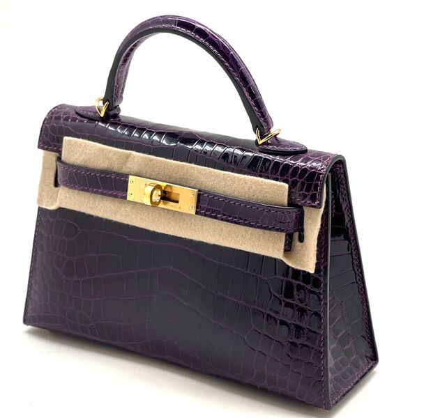 Сумка Hermèskelly 20 Mini женский кожа фиолетовый 98562