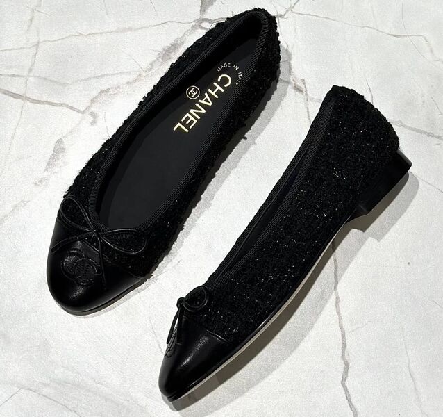 Балетки Chanel женский твид черный 147021