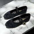 Балетки Chanel женский вельвет черный 156312-2