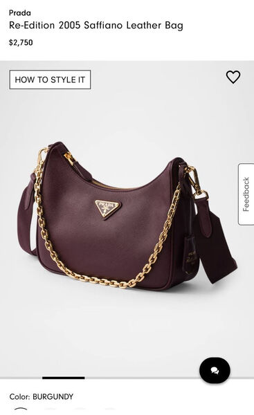 Сумка Prada женский кожа бордовый 200257-2