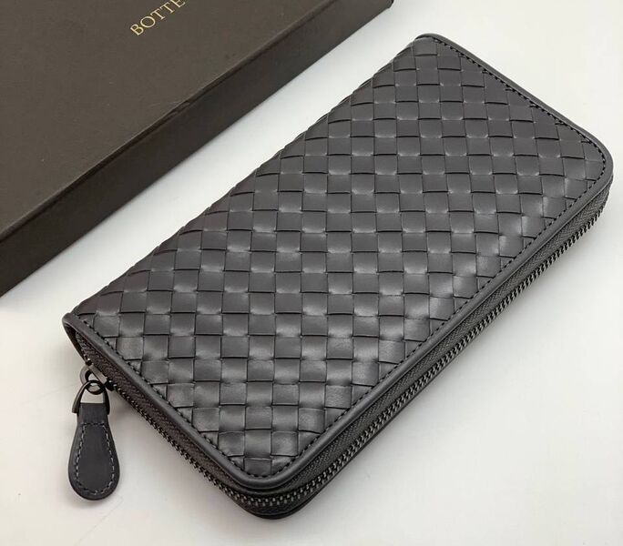 Мужской кошелек Bottega Veneta мужской кожа черный 152789