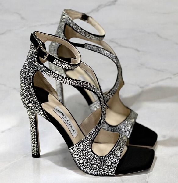 Босоножки Jimmy Choo женский стразы черный 174300