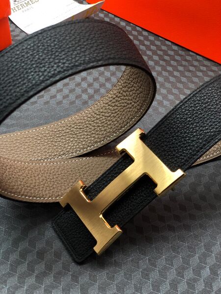 Мужской ремень Hermès мужской кожа черный 52516-3